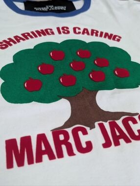 NWOT New Marc Jacobs White Tree Ringer T-Shirt Sharing is caring graphic tee top